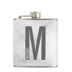 Modern Personalised Bold Monogram and Name Hip Flask