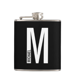 Modern Personalised Bold Monogram and Name Hip Flask