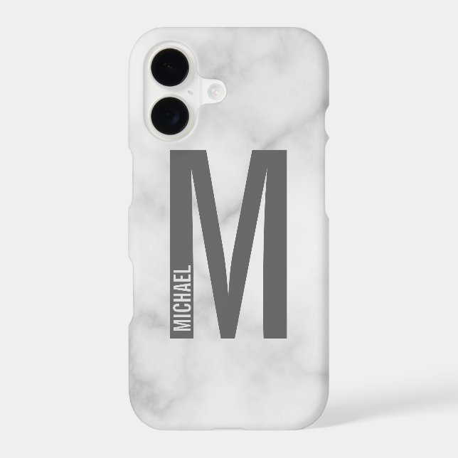 Modern Personalised Bold Monogram and Name iPhone Case (Back)