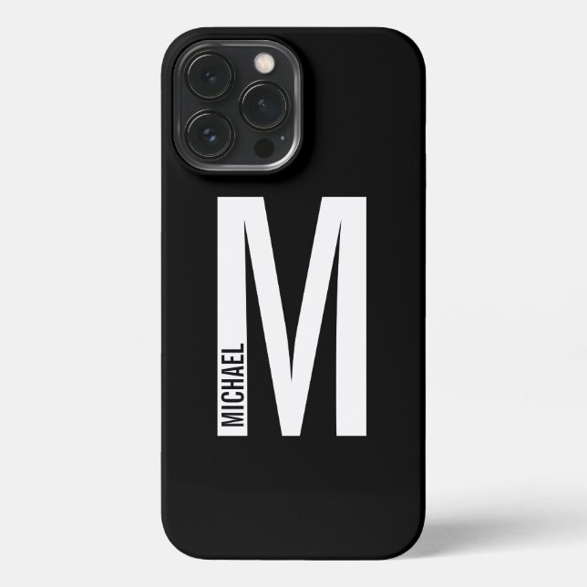Modern Personalised Bold Monogram and Name iPhone  Case (Back)