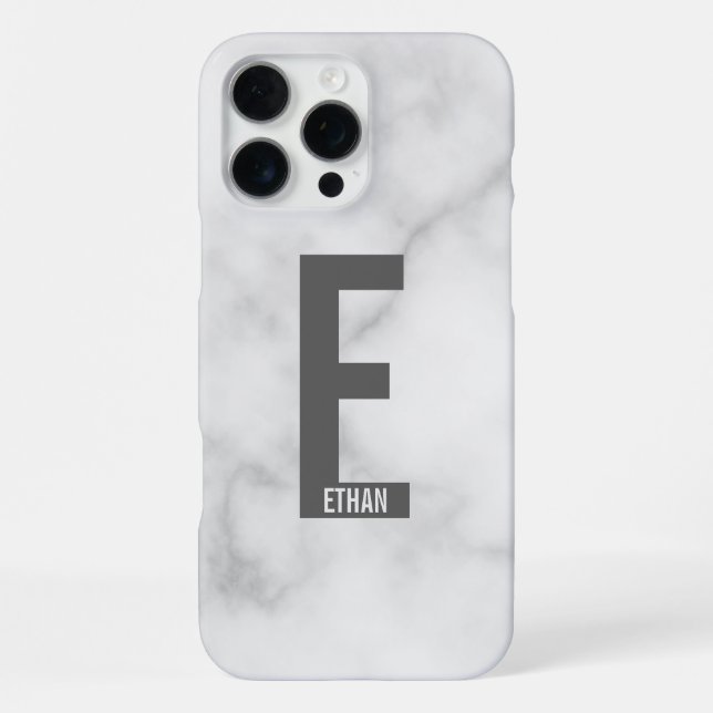 Modern Personalised Bold Monogram and Name iPhone Case (Back)