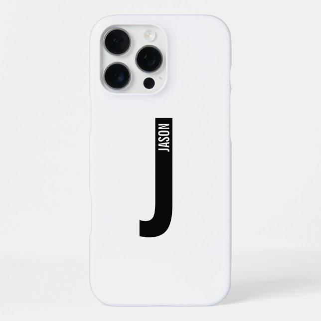 Modern Personalised Bold Monogram and Name iPhone Case (Back)