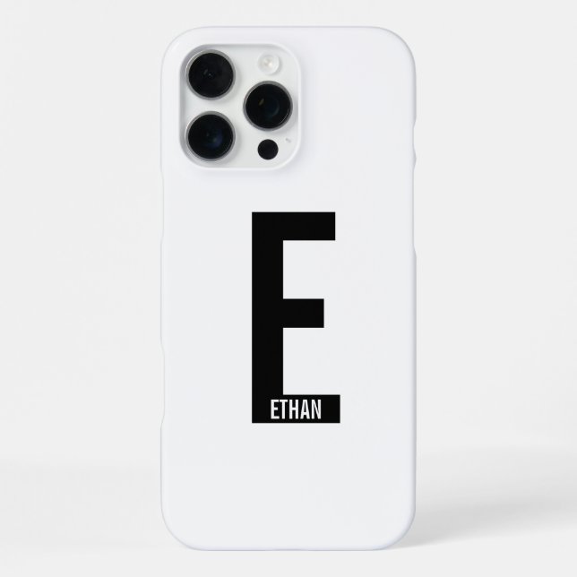 Modern Personalised Bold Monogram and Name iPhone Case (Back)