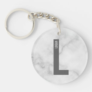 Modern Personalised Bold Monogram and Name Key Ring