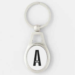 Modern Personalised Bold Monogram and Name Key Ring