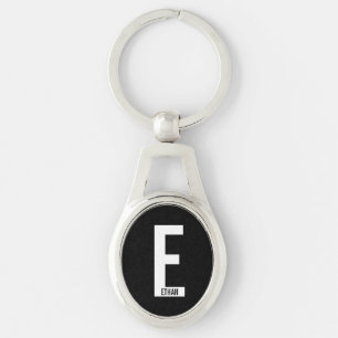 Modern Personalised Bold Monogram and Name Key Ring