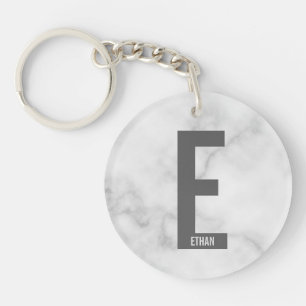 Modern Personalised Bold Monogram and Name Key Ring