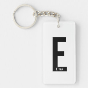 Modern Personalised Bold Monogram and Name Key Ring