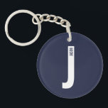Modern Personalised Bold Monogram and Name Key Ring<br><div class="desc">Modern Monogram Design featuring personalised monogram letter "J" and name in modern bold sans serif font style.

Perfect gift for him,  father's day gift,  groomsman gift and more.</div>