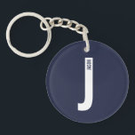 Modern Personalised Bold Monogram and Name Key Ring<br><div class="desc">Modern Monogram Design featuring personalised monogram letter "J" and name in modern bold sans serif font style.

Perfect gift for him,  father's day gift,  groomsman gift and more.</div>