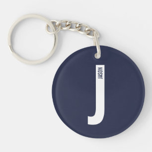 Modern Personalised Bold Monogram and Name Key Ring