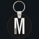 Modern Personalised Bold Monogram and Name Key Ring<br><div class="desc">Modern Monogram Design featuring personalised monogram letter "M" and name in modern bold sans serif font style.

Perfect gift for him,  father's day gift,  groomsman gift and more.</div>
