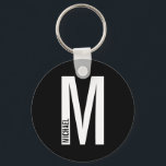 Modern Personalised Bold Monogram and Name Key Ring<br><div class="desc">Modern Monogram Design featuring personalised monogram letter "M" and name in modern bold sans serif font style.

Perfect gift for him,  father's day gift,  groomsman gift and more.</div>