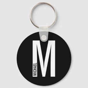 Modern Personalised Bold Monogram and Name Key Ring