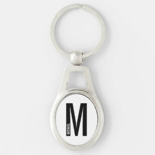 Modern Personalised Bold Monogram and Name Key Ring