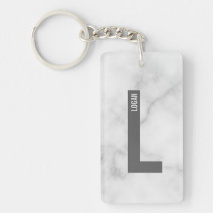 Modern Personalised Bold Monogram and Name Key Ring
