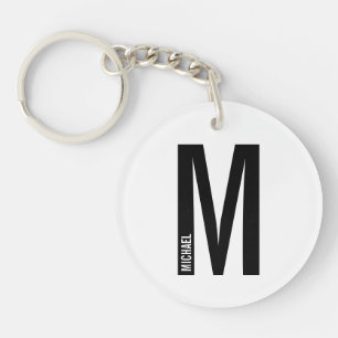 Modern Personalised Bold Monogram and Name Key Ring