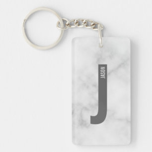 Modern Personalised Bold Monogram and Name Key Ring