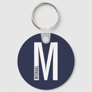 Modern Personalised Bold Monogram and Name Key Ring
