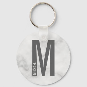 Modern Personalised Bold Monogram and Name Key Ring