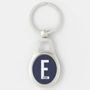 Modern Personalised Bold Monogram and Name Key Ring