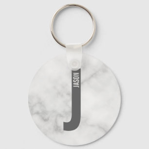 Modern Personalised Bold Monogram and Name Key Ring
