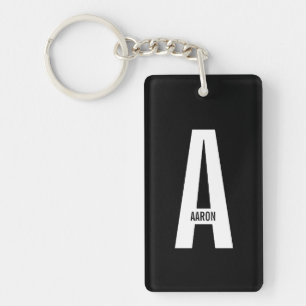 Modern Personalised Bold Monogram and Name Key Ring