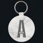 Modern Personalised Bold Monogram and Name Key Ring<br><div class="desc">Modern Monogram Design featuring personalised monogram letter "A" and name in modern bold sans serif font style.

Perfect gift for him,  father's day gift,  groomsman gift and more.</div>