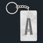 Modern Personalised Bold Monogram and Name Key Ring<br><div class="desc">Modern Monogram Design featuring personalised monogram letter "A" and name in modern bold sans serif font style.

Perfect gift for him,  father's day gift,  groomsman gift and more.

Please note: The marble details are simulated in the artwork. No actual marble will be used in the making of this product.</div>