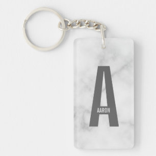 Modern Personalised Bold Monogram and Name Key Ring