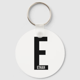 Modern Personalised Bold Monogram and Name Key Ring
