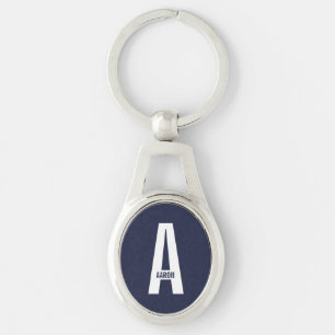 Modern Personalised Bold Monogram and Name Key Ring