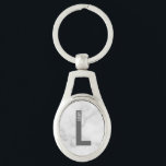 Modern Personalised Bold Monogram and Name Key Ring<br><div class="desc">Modern Monogram Design featuring personalised monogram letter "L" and name in modern bold sans serif font style.

Perfect gift for him,  father's day gift,  groomsman gift and more.

Please note: The marble details are simulated in the artwork. No actual marble will be used in the making of this product.</div>