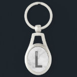 Modern Personalised Bold Monogram and Name Key Ring<br><div class="desc">Modern Monogram Design featuring personalised monogram letter "L" and name in modern bold sans serif font style.

Perfect gift for him,  father's day gift,  groomsman gift and more.

Please note: The marble details are simulated in the artwork. No actual marble will be used in the making of this product.</div>