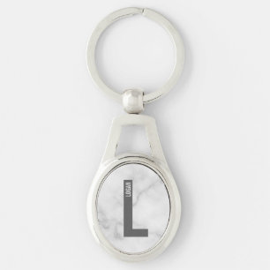 Modern Personalised Bold Monogram and Name Key Ring