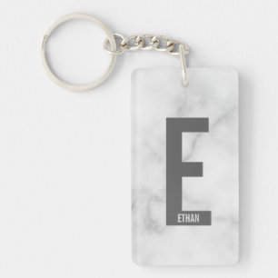 Modern Personalised Bold Monogram and Name Key Ring