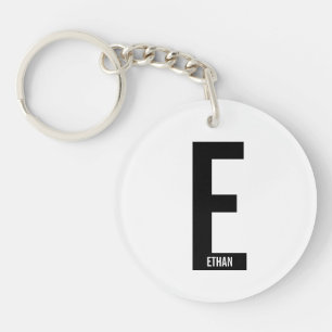 Modern Personalised Bold Monogram and Name Key Ring
