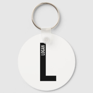 Modern Personalised Bold Monogram and Name Key Ring