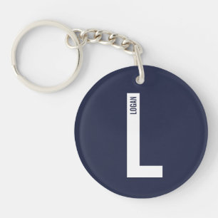 Modern Personalised Bold Monogram and Name Key Ring