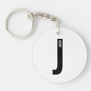 Modern Personalised Bold Monogram and Name Key Ring