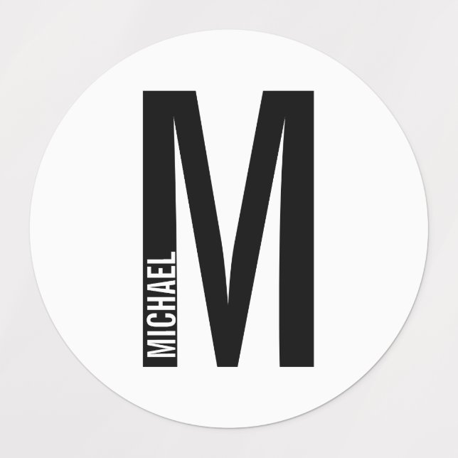 Modern Personalised Bold Monogram and Name Labels (Design 1)
