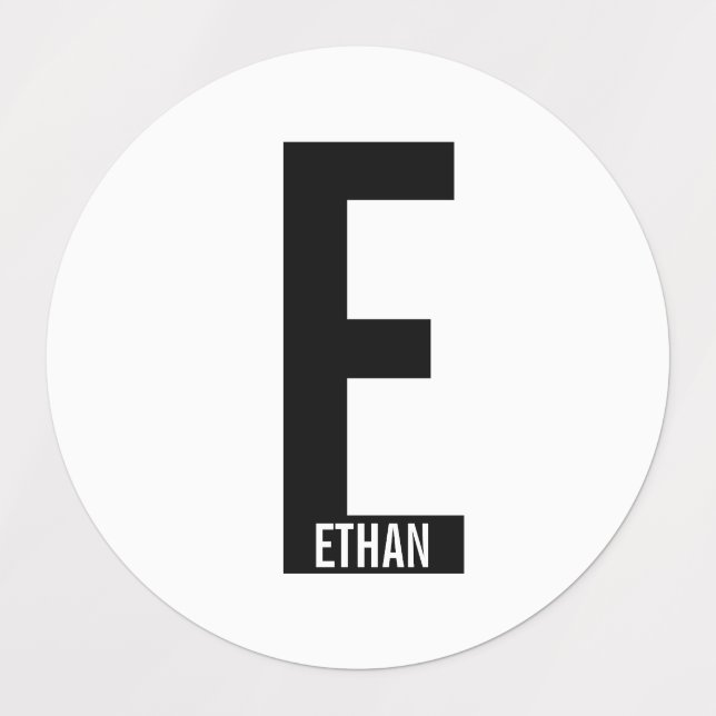Modern Personalised Bold Monogram and Name Labels (Design 1)