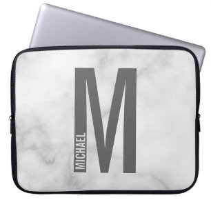 Modern Personalised Bold Monogram and Name Laptop Sleeve