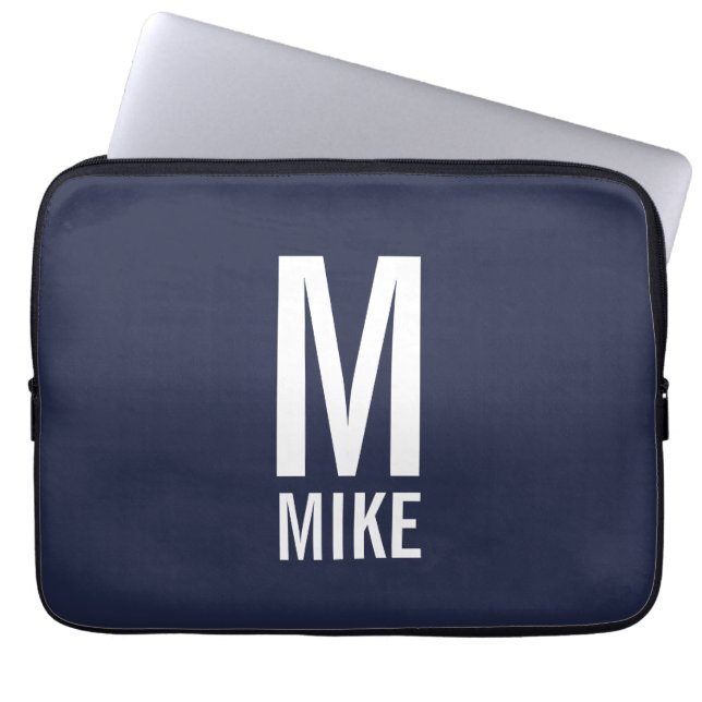 Modern Personalised Bold Monogram and Name Laptop Sleeve (Front)