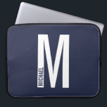 Modern Personalised Bold Monogram and Name Laptop Sleeve<br><div class="desc">Modern Monogram Design featuring personalised monogram letter "M" and name in modern bold sans serif font style.

Perfect gift for him,  father's day gift and more.</div>