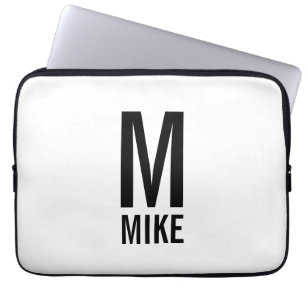 Modern Personalised Bold Monogram and Name Laptop Sleeve