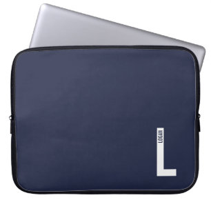 Modern Personalised Bold Monogram and Name Laptop Sleeve