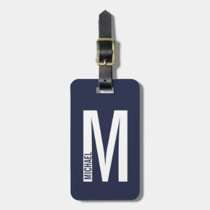 Modern Personalised Bold Monogram and Name Luggage Tag