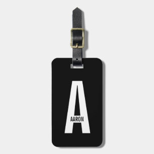 Modern Personalised Bold Monogram and Name Luggage Tag