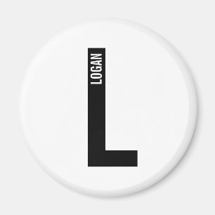 Modern Personalised Bold Monogram and Name Magnet